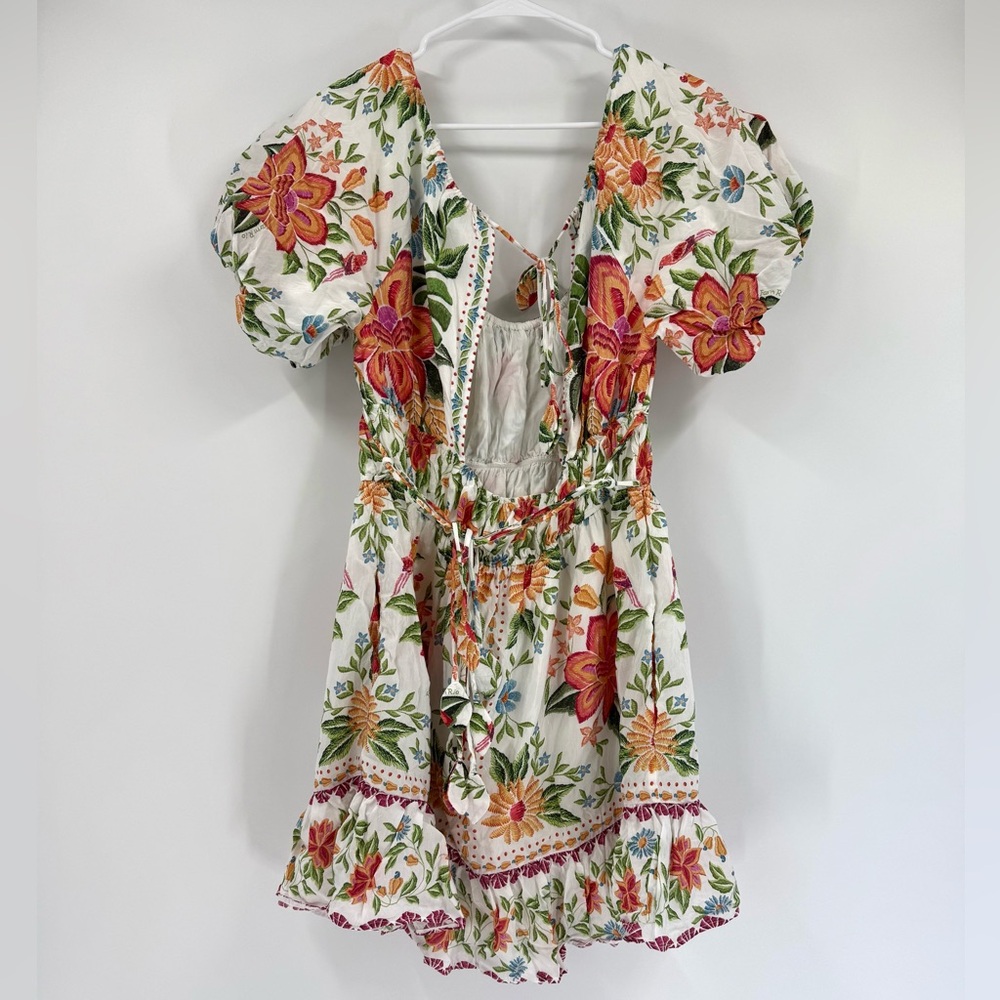 Farm Rio Bloom Garden Short Sleeve Floral Short Mini Dress,‎ Size L - Picture 6 of 12